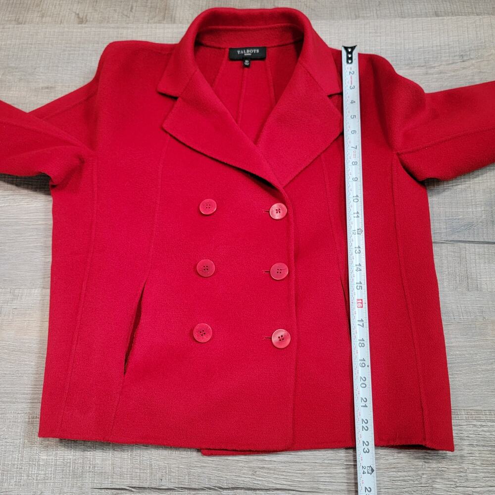 Talbots Double Breasted Wool Blazer Jacket Size 16P Petite Red Professional Top - Picture 6 of 6